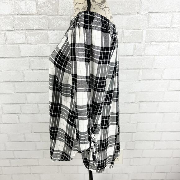 Alison‎ Andrews Off The Shoulder Plaid 3/4 Sleeve Top Size Small - Picture 9 of 13